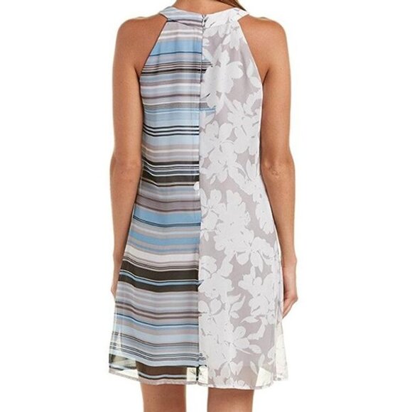 New Taylor gray floral and blue chiffon dress Sz 10 - Picture 2 of 6